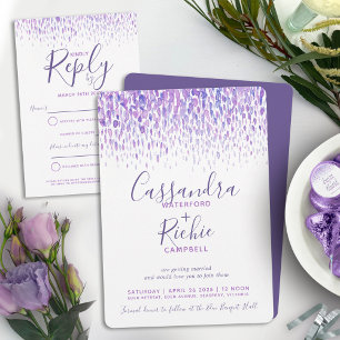 Invitation Magnétique Mariage d'art en cascade violet mauve