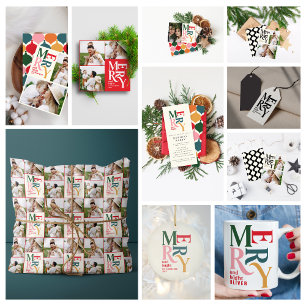 Carte De Fin D'année Trois Volets Vintage rouge traditionnel Noël multi photo