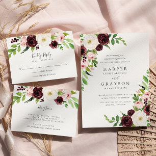 Carte de la réception de mariage Blush Romance