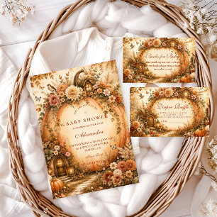 Invitation Baby Shower Botanique Bohème Citrouille