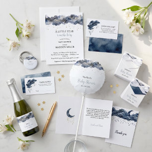 Invitation Une petite étoile céleste marine nuage Baby Shower
