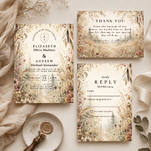 Carte De Remerciements Mariage Boho Boisée Fantaisiste
