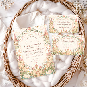 Invitation Château de la Princesse au Cygne Élégant pour Baby