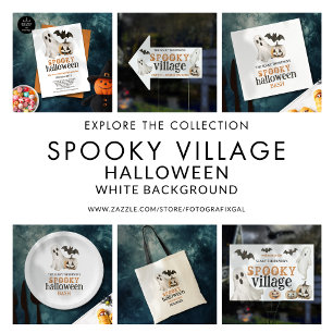 Invitation Bat Citrouille fantôme Éffrayant Halloween blanc