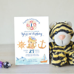 Invitation Nautique marine thème de voile pastel aquarelle