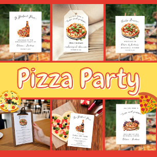 Invitation Nuit de pizza et de vin minimaliste moderne