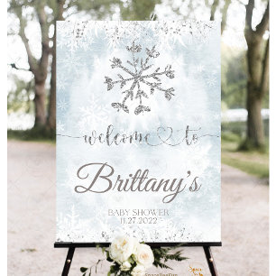 Sticker Rond Baby shower d'hiver Snowflake