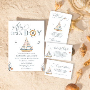 Invitation Ahoy C'est un Baby shower de voilier nautique