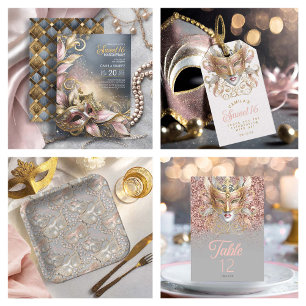 Invitation Sweet 16 Masquerade Rose Gold ID1032