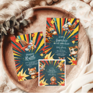 Assiettes En Carton Baby shower Superhero Animaux amusants