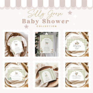 Carte D'accompagnement Registre vintage du Baby shower d'oie soie verte