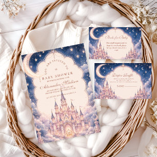 Invitation Céleste Fête de Naissance au Château de Princesse