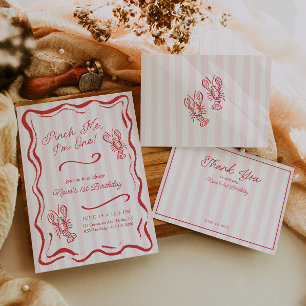 Invitation Pincez Moi Je Suis Un Homard À Une Rayure 1er Anni