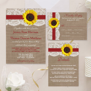 Invitation Collection de Mariages de tournesol rustique - Rou