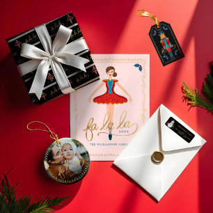 Papier Cadeau Fa La La Pink Nutcracker Christmas Ballet Scene