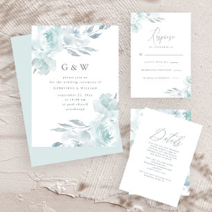 Invitation Beau bleu avec Mariage de calligraphie