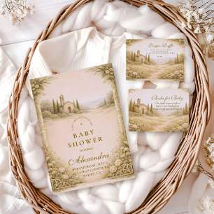 Invitation Fête de Naissance Élégante dans un Jardin de Campa