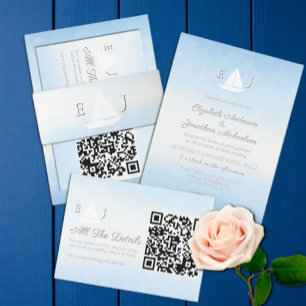 Invitation Mariage Aquarelle Eau Rendant au Ciel