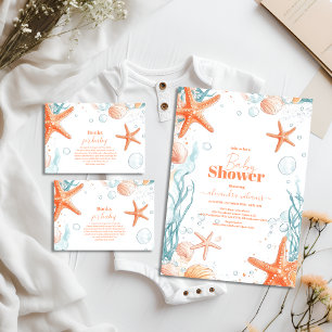 Carte D'accompagnement Beach Starfish & Seashells Livres élégants pour bé