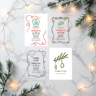 Invitations En Vélin Fête de Noël Doodle Jouer à la gribouille tirée à 