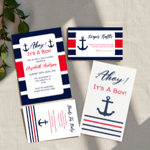 Serviette En Papier Ahoy C'est un garçon ! Baby shower nautique