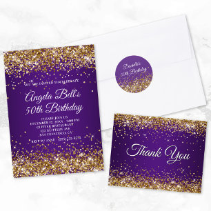 Dessous-de-verre Carré En Papier Gold Parties scintillant Royal Purple 40e annivers