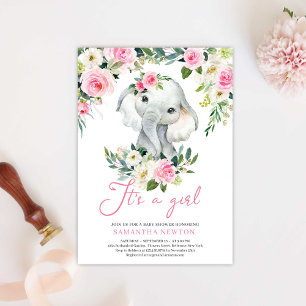 Afrique Elephant Baby shower Invitation Blush Boho