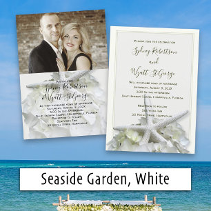Invitation Jardin balnéaire Blanc Elégant Mariage plage