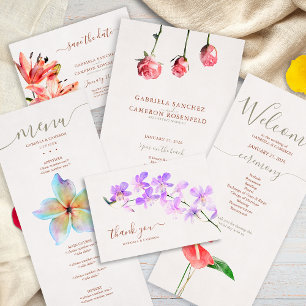 Invitation Tout En Un Floral Aquarelle Plumeria Terracotta Mariage