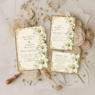 Invitation Mariage Élégant au Lys Blanc