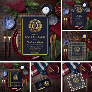 Carte D'accompagnement Horseshoe Equestre Preppy Bleu Déchets Raffle