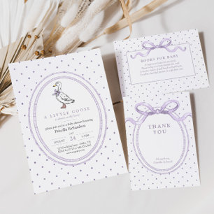 Carte De Remerciements Baby Shower Moderne Violet à Pois