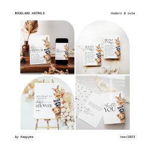 Carte D'accompagnement Woodland Animaux Baby showers modernes Livres