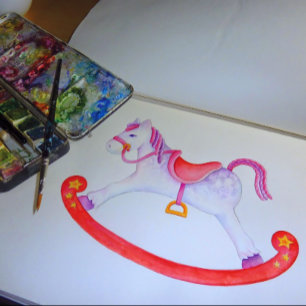 Invitation Baby shower tardif aqua cheval à bascule rencontre