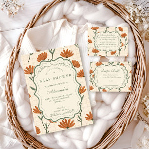Carte D'accompagnement Baby Shower de Fleurs Sauvages Chaudes Tirage au S