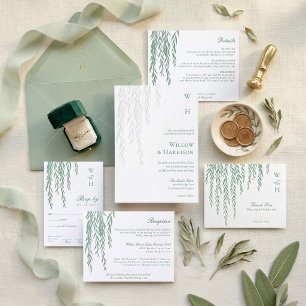 Bandeau De Faire-part Mariage Bohème Moderne Rustique avec Feuillage d'A