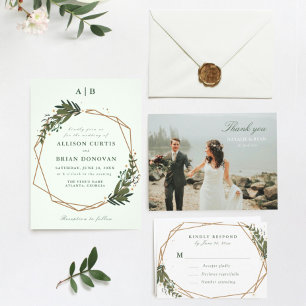 Invitation joli mariage de couronnes florales géométriques