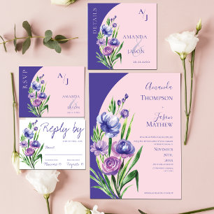 Mariage flou violet moderne Sauvez la date