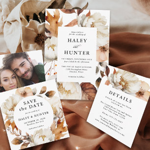 Invitation Rustique Automne Romantique Floral Mariage