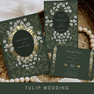 Invitation Romance verdoyante Art nouveau Mariage