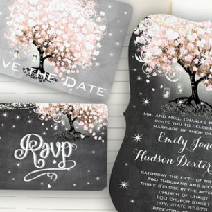 Invitation Mason Jar Pink Chalkboard Arbre de la feuille de c