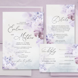 Invitation Doux pastel violet lilas bleu poussiéreux printani