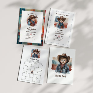 Invitation "First Rodeo" Rustic Cowboy 1er anniversaire