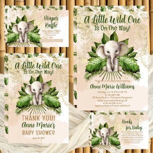 Carte De Remerciements Elephant Little Wild One Est En Chemin Baby shower