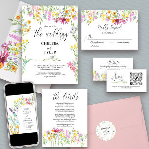Fleur sauvage Meadow Mariage Détails Carte de boît