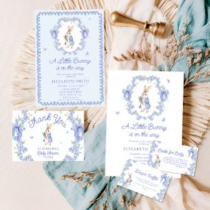 Invitation Un Petit Lapin Est En Route Baby shower Vintage