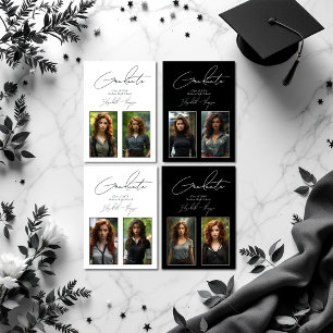 Invitation Gras noir et blanc photo de graduation moderne