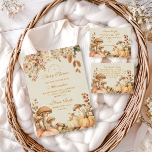 Invitation Baby shower de champignons Citrouilles rustiques