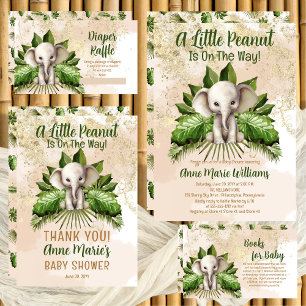 Carte D'accompagnement Tropical Safari Elephant Baby shower Déchets Raffl