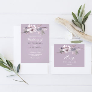 Invitation Joli violet Mariage Floral Vow Renouvellement Invi